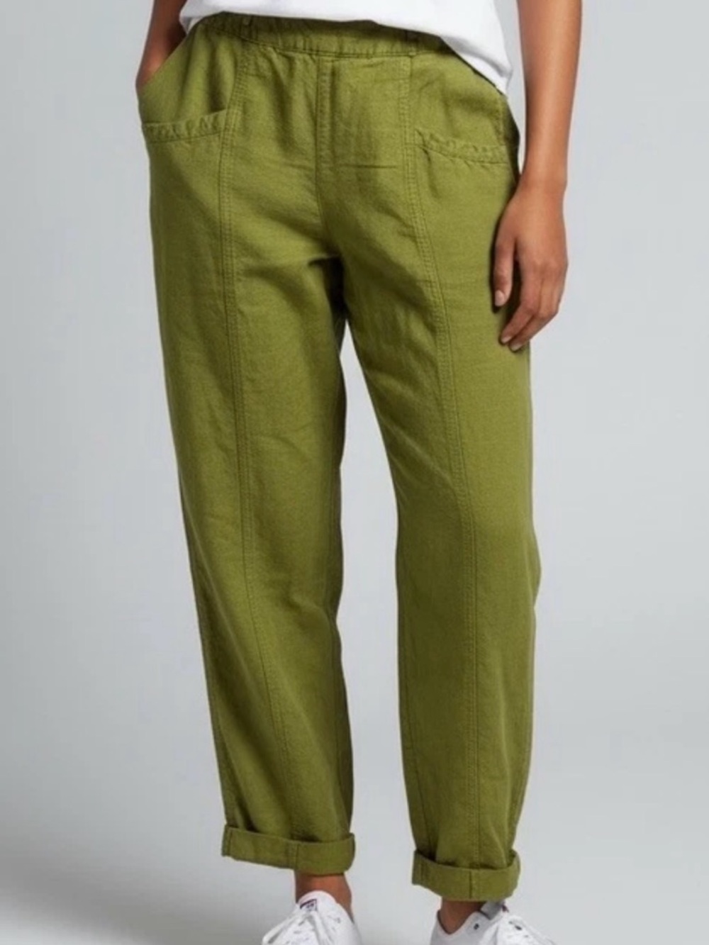 C&C California Green Cropped Linen Blend Pants
